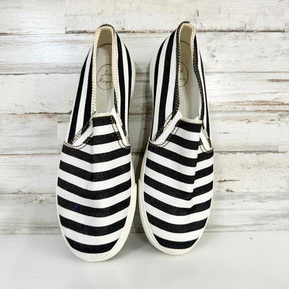 Jack Rogers Women's Slip On Shoe Black White Striped Size 8.5 - Picture 3 of 5